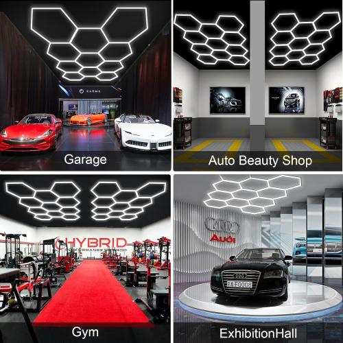 MODERN Hexagon Garage Light: Higher Brightness 720W 86400 Lumens Hexagon Led Garage Light with Rectangle Frame 6500K for Garage, Basement, Warehouse, Auto Beauty Shop, Car Detailing Shop etc. …