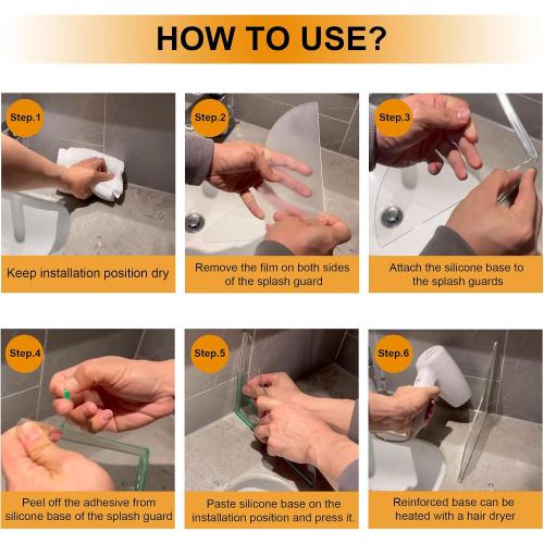 UIOCSSC Shower Splash Guard, 2 Pack Bathtub Shower Water Splash Guards Silicone Bathtub Splash Guard Self-Adhesive Waterproof Shower Guards to Keep Water in Shower