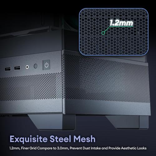 Okinos Aqua 7, Pre-Installed 6 × 120mm PWM ARGB Fan, ATX Mid Tower PC Case, Computer case with Panoramic View Tempered Glass Front & Side Panel, Type C Port, Gaming PC Case, Black