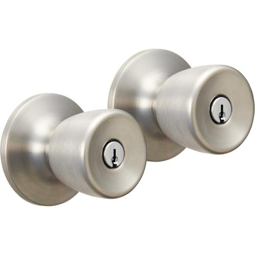 Hyper Tough Keyed Entry Tulip Style Doorknob, Stainless Steel(Ss) Finish, Twin Pack