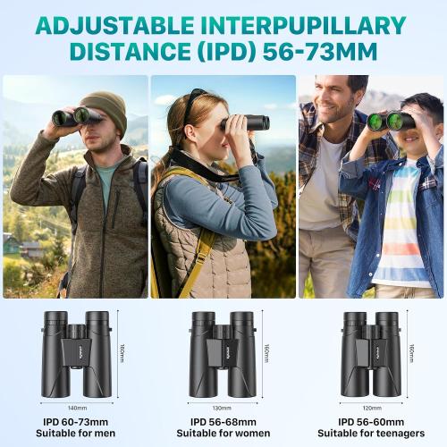 Kylietech 12x42 Binoculars BAK4 FMC Lens Waterproof Fogproof Phone Adapter