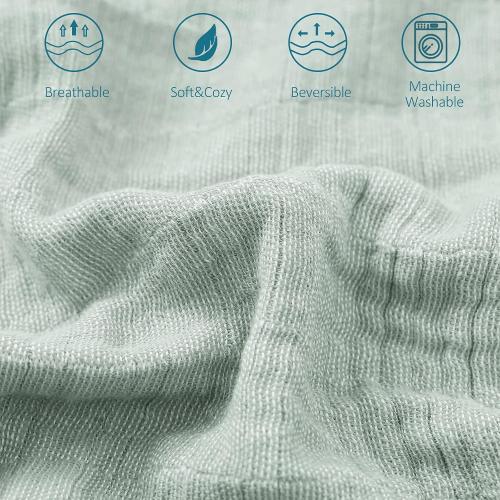 SE SOFTEXLY Cotton Muslin Blankets 4-Layer Linen Texture Blankets for Bed Couch,Thermal Blanket for Adults Lightweight Soft Breathable Throw Blanket for All Season Gauze Blanket(50x60,Sage Green)