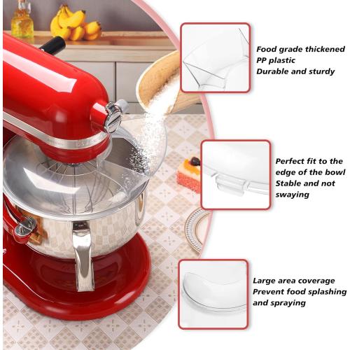 Upgraded (More Stable Snap Tabs Design) Pouring Shield(Diameter 9.1~9.6) Fit for kitchenaid 5.5, 6, 7, 8 Quart Bowl-Lift Stand Mixer Splash Guard for kitchenaid Three-Year Warranty