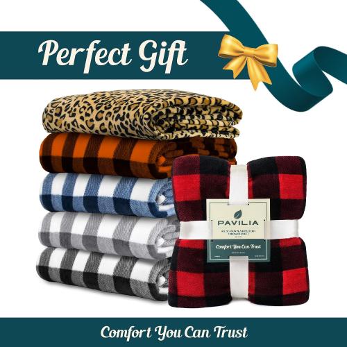 PAVILIA Black and Red Buffalo Plaid Fleece Throw Blanket for Couch, Soft Checkered Flannel Blanket for Sofa, Plaid Christmas Couch Throw Bed, Warm Cozy Decorative Blanket Fall Decor Gift, 90x90