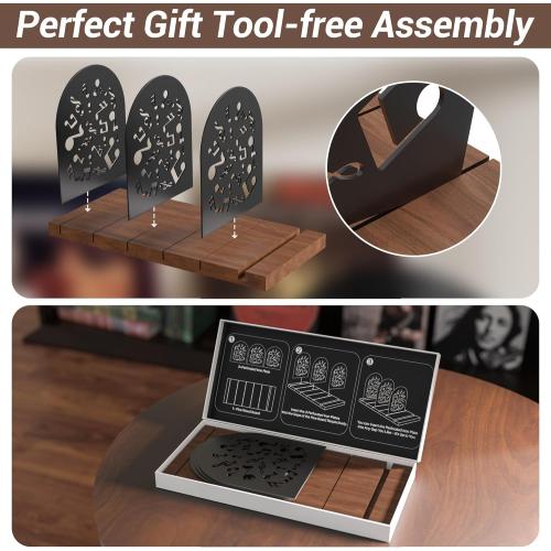 Vinyl Record Storage, Record Holder for 70-100 LP, Solid Pine Wood Vinyl Holder Record Stand, Sturdy Organizer Display Shelf for Collectibles, Album Covers, Magazine File, Books, Picture Ledge, Decor