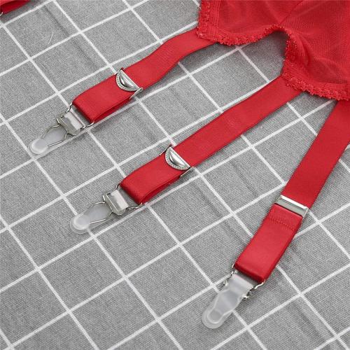 Size XXL Women's Mesh Garter Belt High Waist Suspender Belt with Six Metal Clips for Women‘s Stockings/Lingerie