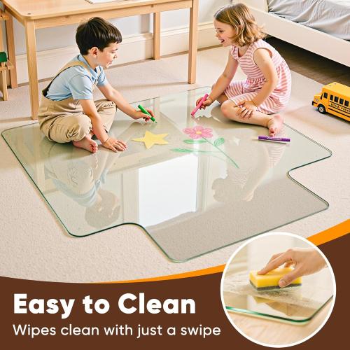 Antok Irregular Tempered Glass Chair Mat, 36x48 Office Chair Mat for Carpet & Hardwood Floors, Heavy Duty 0.2 Desk Chair Mat for Smooth Rolling at Home or Office