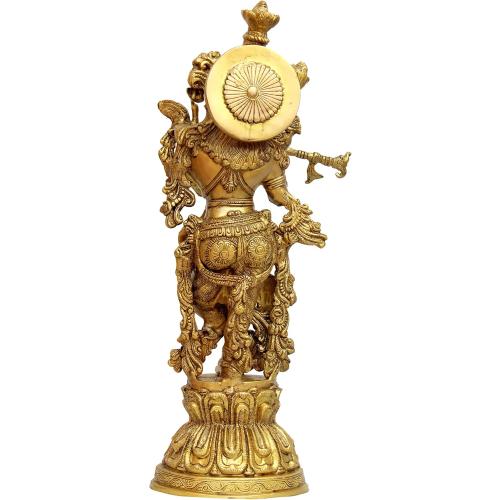Size 21 eSplanade - Brass Radha Krishna - Big Size - Brass Radha Idol Statue Sculpture (21) (Krishna Antique)