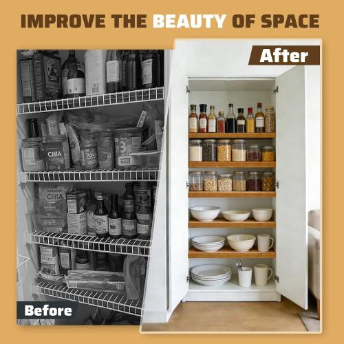 Wire Shelf Covers, Bamboo Wire Rack Covers for Home Kitchen, Office Organization Pantry and Closet (5pcs, 24 W x 16 D)