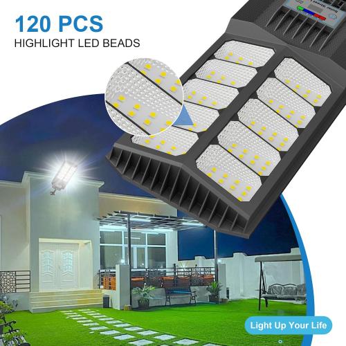 Solar Street Lights Outdoor Waterproof - LED Solar Flood Lights Outdoor Dusk to Dawn with Mention Sensor, Outdoor Solar Powered Floodlight for Parking Lot/Garden/Yard/Pathway Lighting