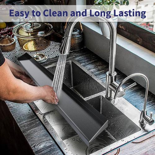 IIIOIIIA Stove Top Magnetic Shelf for Kitchen Organization, 30 Magnetic Spice Rack Over The Stove, 4 Deep Spice Organizer with Border All Around, Brushed Stainless, Black