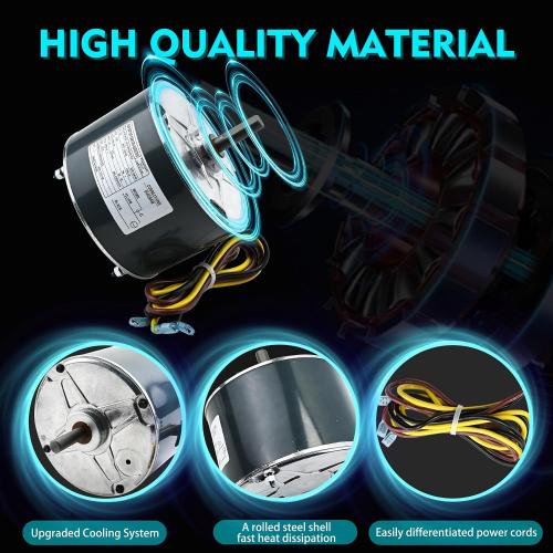 Condenser Motor Replaces Carrier # 5KCP39EGS070S, HC39GE237, 5KCP39EGY823S, Genteq GE3905, Dayton 6DLL0, Bryant Payne HC39GE234A etc AC/Air Conditioner, 1/4HP 1100 RPM with Capacitor, 3-Year Warranty