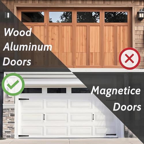 Garage Door Magnetic Decorative Hardware Kit, 8 Hinges 4 Handles Carriage Accents for 2 Car Garage, Strong Magnets, Color Blackgarage Decorations