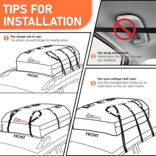 Asinking Car Roof Bag Rooftop top Cargo Carrier Bag 21 Cubic feet Waterproof for All Cars with/Without Rack, Includes Anti-Slip Mat, 10 Reinforced Straps, 6 Door Hooks, Luggage Lock