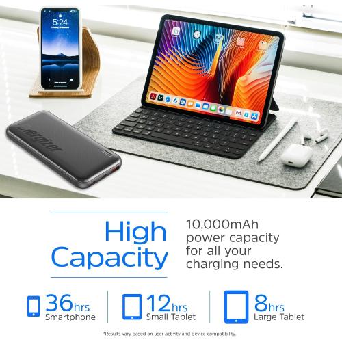 Energizer 10000mAh Poratable Charger Fast Charging 22.5W Power Bank with 3 Outputs Battery Pack Charger for iPhone 16 15 14 13 12, Samsung, Google, iPad, Tablet and More_UE10055PQ