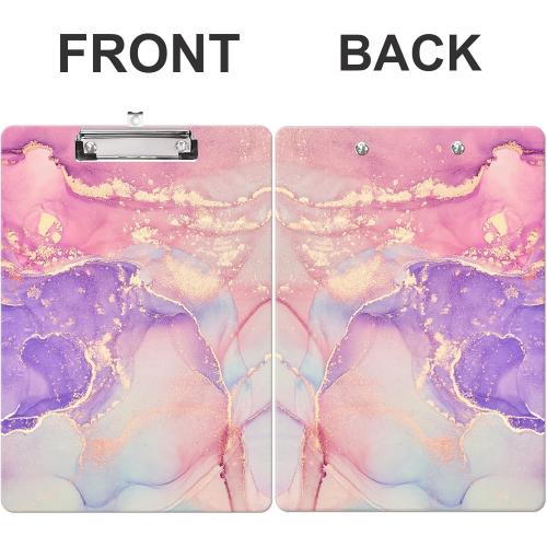 Fashion Clipboard, A4 Letter Size Wooden Decorative Clipboards for Teacher, Nurse, Doctor,Student and Kids, Cute Design for Standard Size 12.2 x 8.9 (C-Pink Purple Marble)