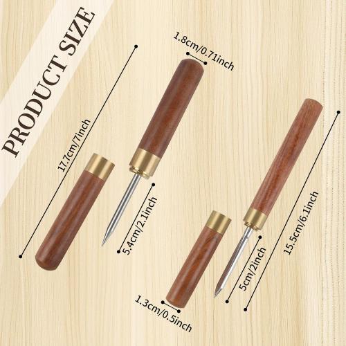 2 Sizes Stainless Steel Ice Picks with Safety Cover, Non-Slip Wooden Handle Ice Breaker Tool for Kitchen, Bars, Bartender, Camping, Restaurant, Tea Knife