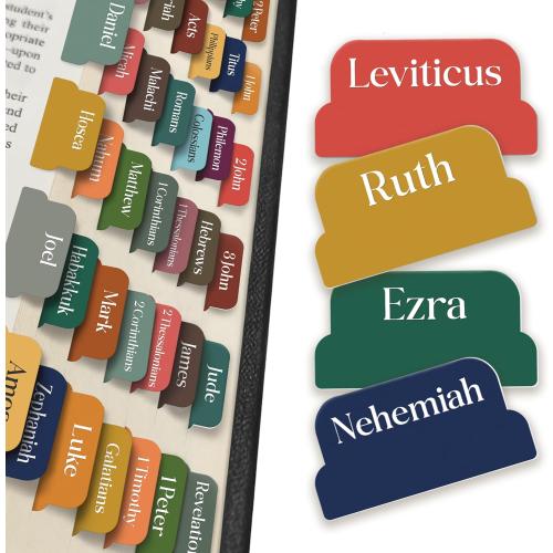 90 Christian Bible Tabs for Women, Men, and Kids - Assorted Colors - Large Print Laminated Labels - Bible Index Tabs for Church, Bible Study