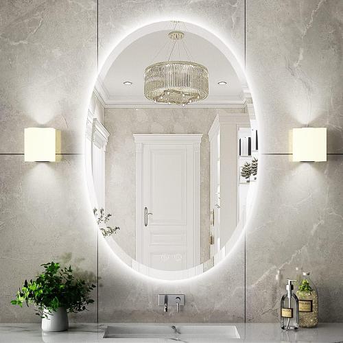 Size 36 x 24 Inch LED Oval Mirror,Wall Mounted Backlit Beveled Bathroom Mirror, Dimmable Lighted Vanity Mirror with Lights,Anti-Fog,CRI 90 , IP54 Waterproof