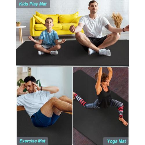 Extra Long & Wide Thick Yoga Mat for Tall Men & Women, 84'' x 32'' x 7mm Oversized Yoga Mat Double-Sided Non Slip, Pro TPE Yoga Mats with Strap