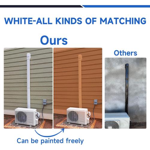 3'' 14 Ft Mini Split Line Set Cover, PVC & PP Line Cover Set Universal for Mini Split AC & Central AC, White