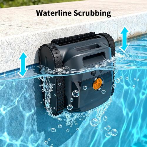 Cordless Robotic Pool Vacuum Cleaner, Intelligent Route Planning, Wall & Waterline Climbing, 120-Min Runtime, for Above Ground/Inground Pools up to 2000 sq. ft, APP Support,Orange