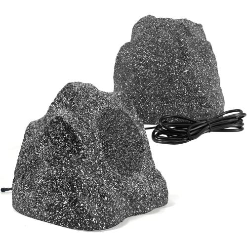 STUDIOFINIX 8 Outdoor Rock Bluetooth Speakers Waterproof Powerful 600 Watt Deep Bass All Weather Durable for Outdoor Garden Pool Patio Deck Porch BBQ (1 Pair, Gray)