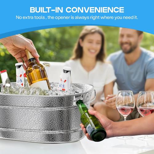 2 Pack Small Galvanized Tub with Handles - Beverage Tub, 3 Gallon Ice Bucket for Small Parties, Metal Drink Buckets for Parties for Champagne Cocktails Wine Cooling for Mimosa Bar Supplies