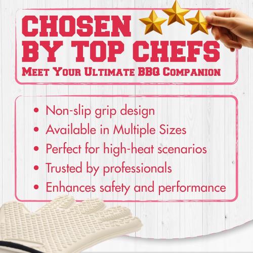 KITCHEN PERFECTION Silicone Smoker Oven Gloves For Women -Extreme Heat Resistant BBQ Gloves -Handle Hot Food Right on Your Smoker Grill Fryer|Waterproof Oven Mitts Grill Gloves |Superior Set 3 Bonuses