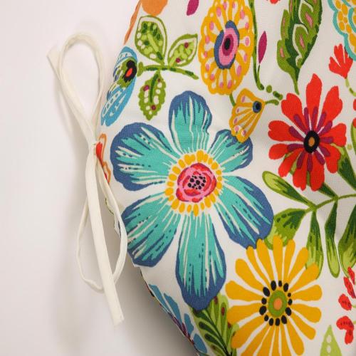Pillow Perfect Bright Floral Indoor/Outdoor Chairpad with Ties Reversible, Tufted, Weather, and Fade Resistant, 15.5 x 16, Blue/Purple Gregoire 2 Count