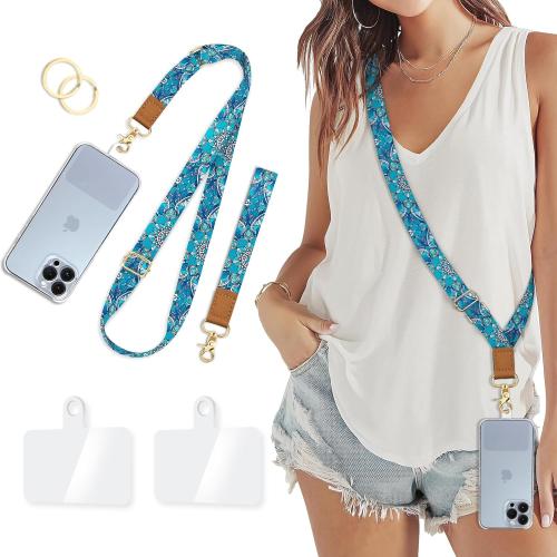 Phone Lanyard Crossbody Wrist Strap, Boho Bohemain Cell Phone Lanyards for Around the Neck Wristlet Shoulder, Adjustable Strap for Car Keys Keychain Wallet ID Badge