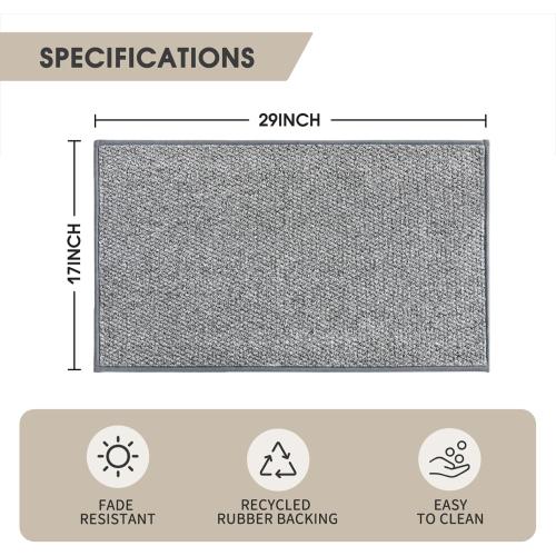 Artoid Mode Grey Machine Washable Non Slip Doormat,Soft Absorbent and Stain Resistant Kitchen Rugs for Sink Hallway Bathroom and Laundry 17x29 Inch