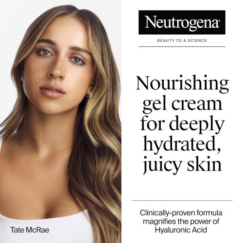 Neutrogena Hydro Boost Gel Cream, 48 Hr Hydration for Normal/Dry Skin, Fragrance Free, Face Moisturizer with Hyaluronic Acid, 1.7 oz. & Trial Size Hydro Boost Facial Cleanser, 0.5 fl oz (damage box )