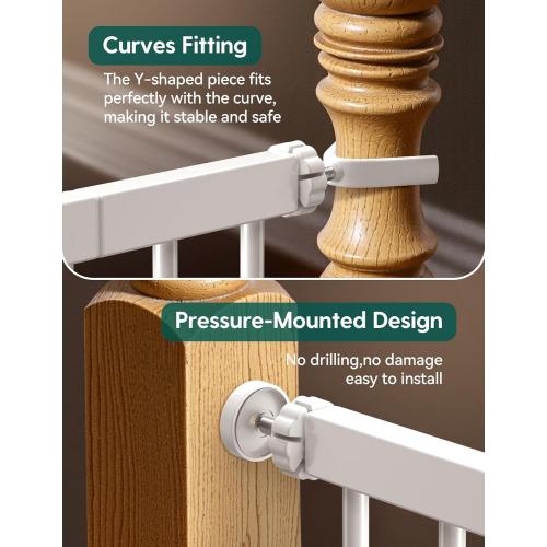 BABELIO Safety Gate Door Fits for Stairs, Narrow and Wide Doorways with Auto Close, Easy Install, No Drilling, Pressure Mounted for Baby, Child, Pets, Dog/Puppy, 26''-40'', White