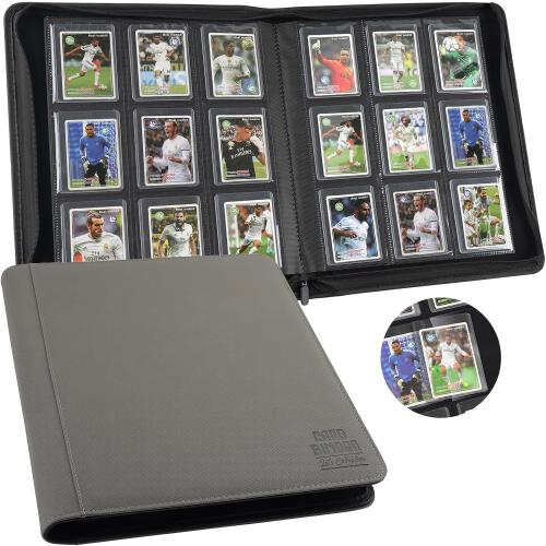 Toploader Binder, 9-Pocket Pages Sleeves Hold up 288 Cards, Toploader Hard Cases,Toploader Card Binder for MTG, TCG, Sport Card, Game Cards, Durable Sleeves for Storage & Display(Gray)