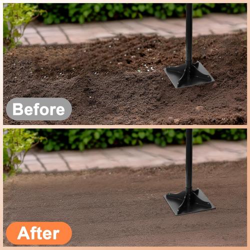 Heavy-Duty Steel Tamper, 8x8 Inch Laborsaving Ergonomic Hand Soil Tamper, Garden Landscaping Tool for Ground & Gravel Leveling Dirt Compactor, 48 Inches Total