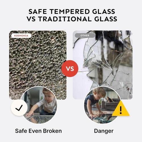 Kosmonia 20x16 Bathroom Vanity Mirror for Wall, Aluminum Framed, Farmhouse Rectangle, Anti-Rust, HD Reflection Anti-Desilvering, Distortion Free, Tempered and Shatter-Proof Wall Mounted Mirror, Black