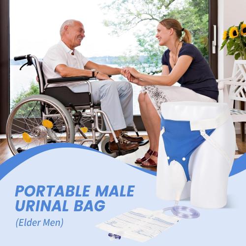Urine Collection Bag, Reusable Condom Catheters with 2 Urine Catheter Bag, Portable & Comfortable Wearable Urinary Drainage (Elderly Men)
