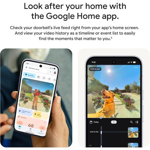 Google Nest Doorbell (Wired, 3rd Gen) - 2K Video and Gemini, Live View, Night Vision, 2-Way Audio - Works with Google Home - 2025 Model - Snow