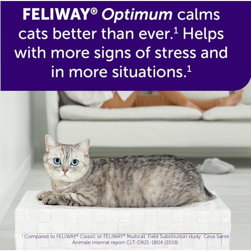 FELIWAY® Optimum 30 Day Cat Calming Plug In Pheromone Diffuser Starter Kit, 48ml - Helps Reduce Common Signs of Stress in Cats & Kittens, Enhanced Calming