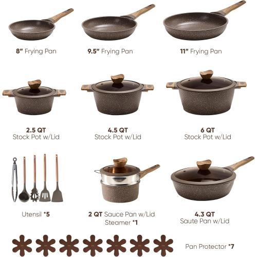 CAROTE 26PCS Pots and Pans Set Non Stick, Cookware Set Pots and Pans Induction Cook Ware, Nonstick Kitchen Cooking, PFOA Free