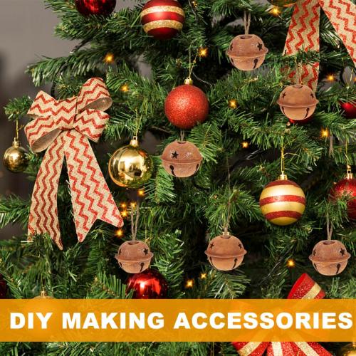 DECHOUS 24Pcs Rusty Metal Jingle Bells Christmas Decoration Rustic Rusted Bells for Crafts with Star Cutouts for Christmas Tree Ornaments Holiday DIY Crafting, 1.6 Inch