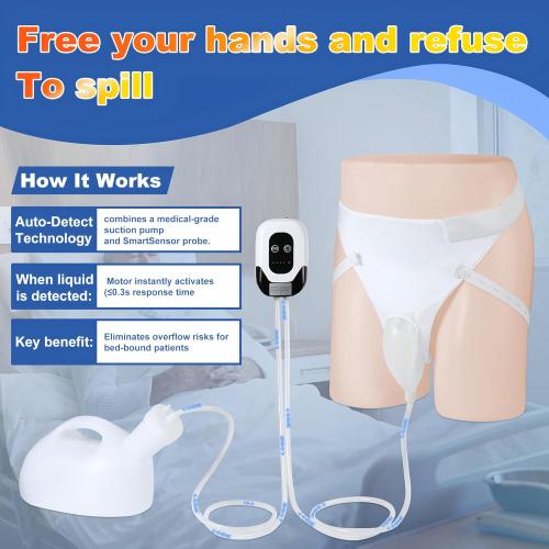 2025 Intelligent Female Electric Urinal with Non-Invasive Sensitive Sensor Technology for Automatic Start, Bed Rest Anti-Leakage Design, 2000mL Large Capacity, 6.5 ft Catheter