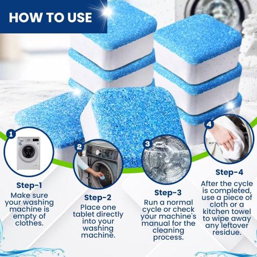 Washing Machine & Dishwasher Cleaner Tablets, 48-Pack Bundle | Compatible with Front Loader Top Loader & He Machines and all Dishwashers, Removes Buildup Lime Scales and residues
