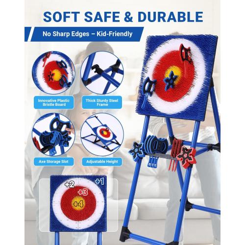Axe Throwing Game for Backyard - 8 Throwing Axes Set - Deluxe Foldable Plastic Axe Throwing Target Game for Adults Kids, Outdoor Games Carnival Games