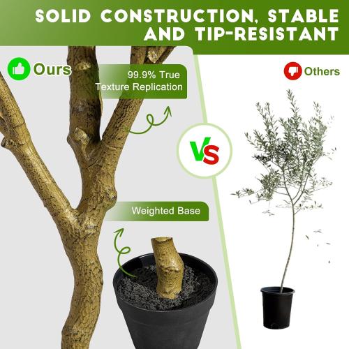 Tall Artificial Olive Tree Faux Trees Indoor Outdoor Realistic Floor Plant Large Fake Plants for House Modern Home Living Room Master Bedroom Office Front Porch Decor Outside Patio para decoracion