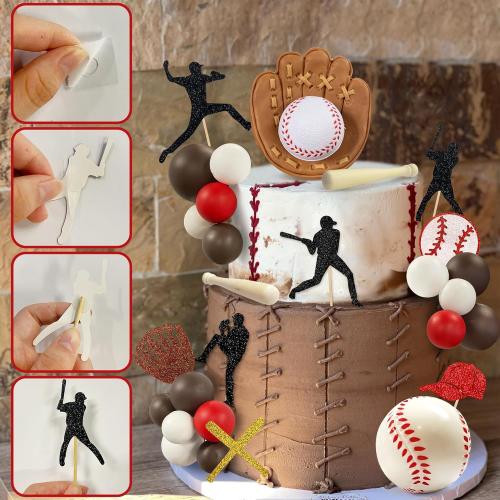 Baseball Cake Decorations Sports Theme Party Decoration Supplies Baseball Themed Happy Birthday Cake Topper Party Decorations