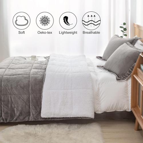 KING FAUX  FUR  SHERPA COMFORTERS SET