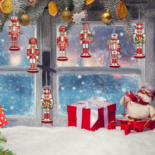36 Pieces Christmas Nutcrackers Decorations Nutcracker Ornaments Wooden Hanging Christmas Decorations Nutcracker Figures(Candy Style)