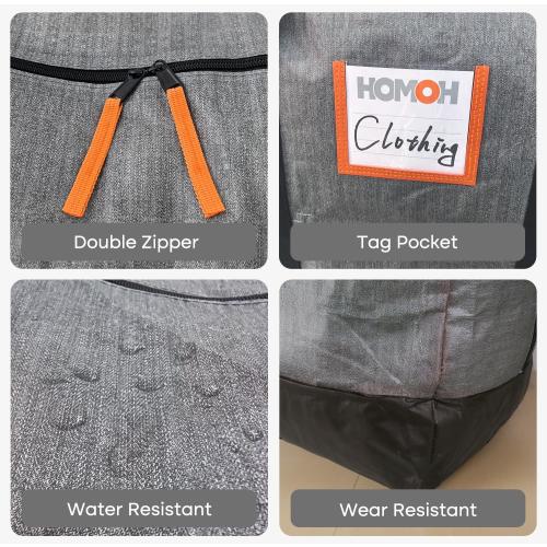 4 Pack Moving Bags Heavy Duty, 115lb Capacity Storage Bags for Clothes, Large Packing Tote with Strong Handles, Internal Compression Straps, Alternative to Moving Boxes -103L,Grey and Black